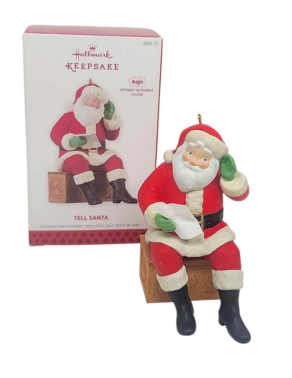 2013 Hallmark Tell Santa Magic Whisper Activated Sound Christmas Ornament 4"